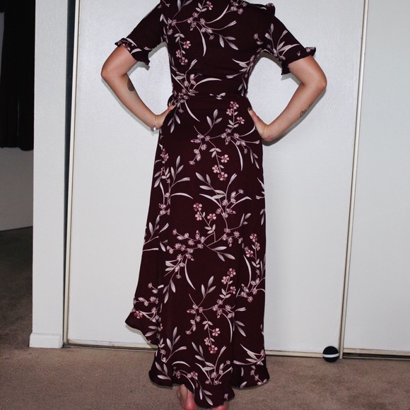 Lulu’s Maroon Floral High Low Dress - Picture 2 of 2